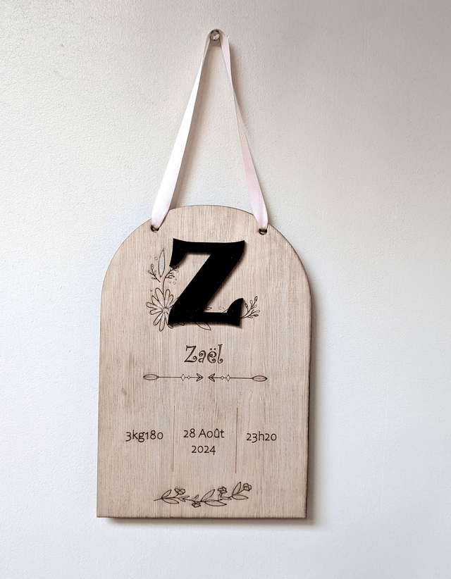 Plaque de naissance- Initiale à personnalisée