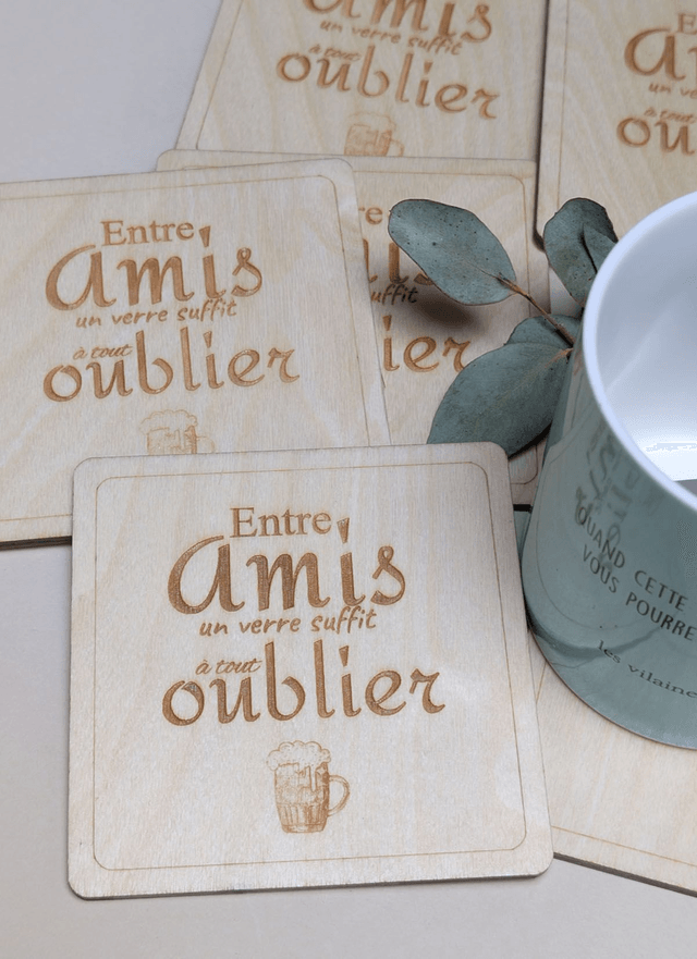 Lot de 6 dessous de verres "Entre amis"