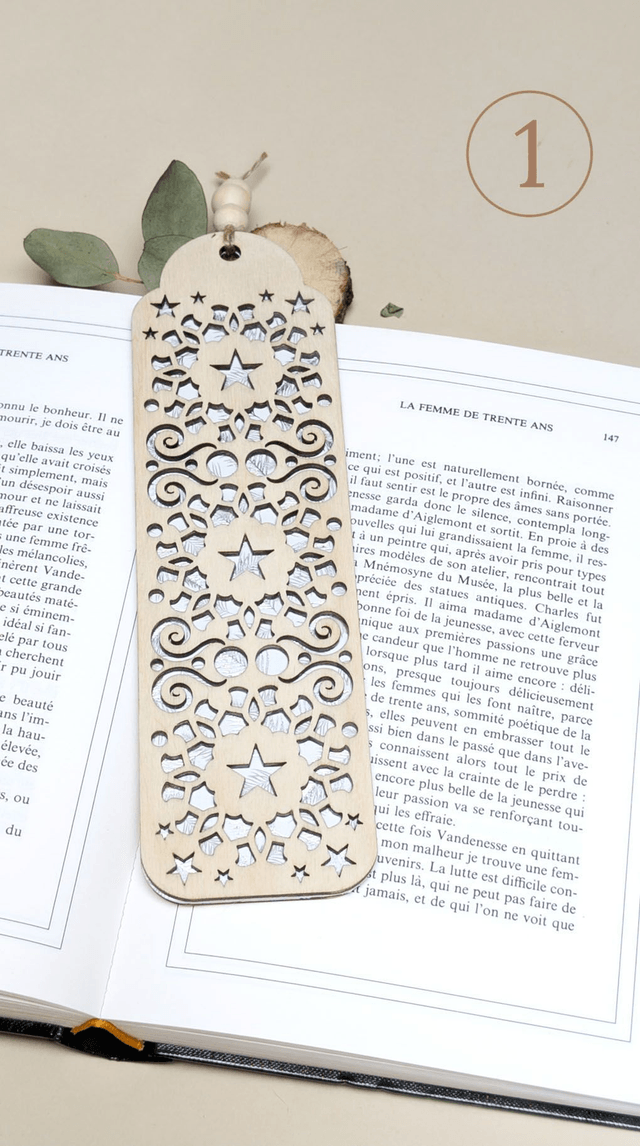 Marque-pages bois et papier (5 modèles différents)