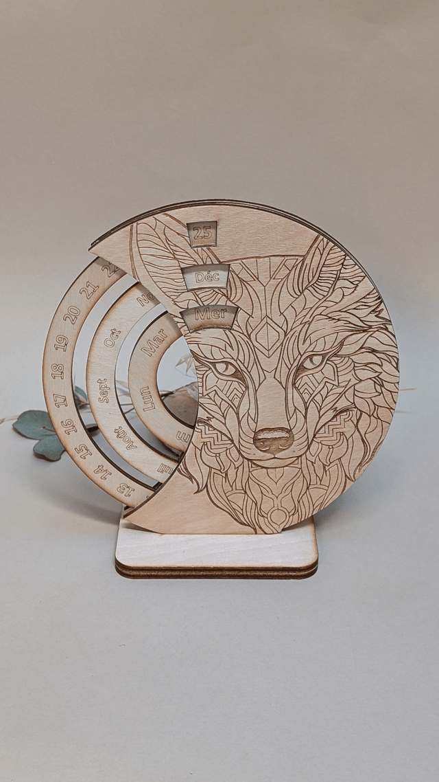 Calendrier pepétuel rond en bois (différents dessins)