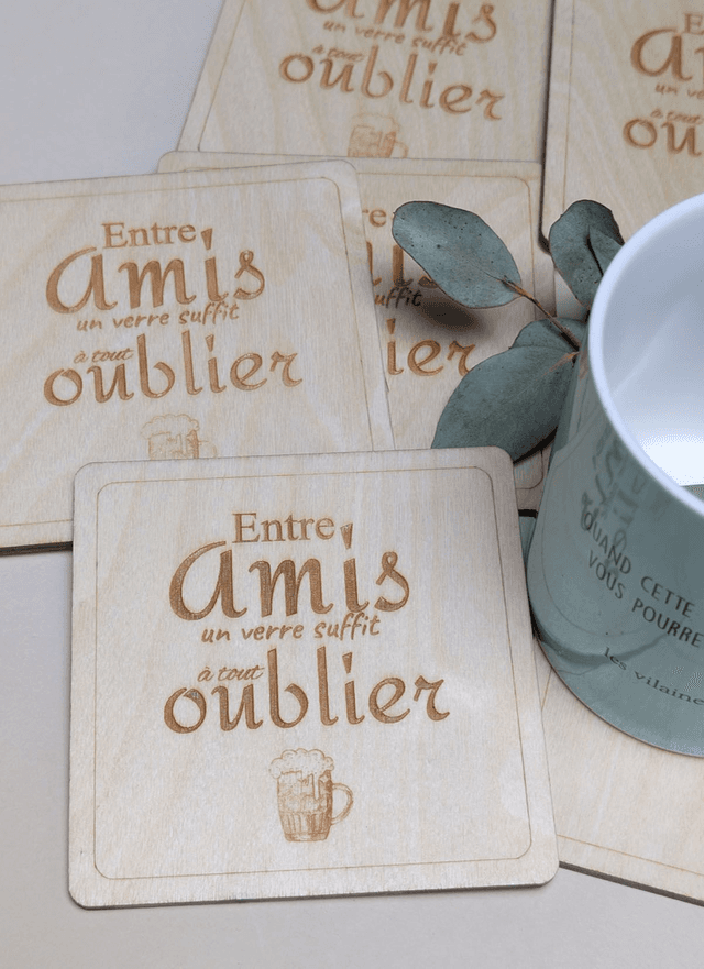 Lot de 6 dessous de verres &quot;Entre amis&quot;