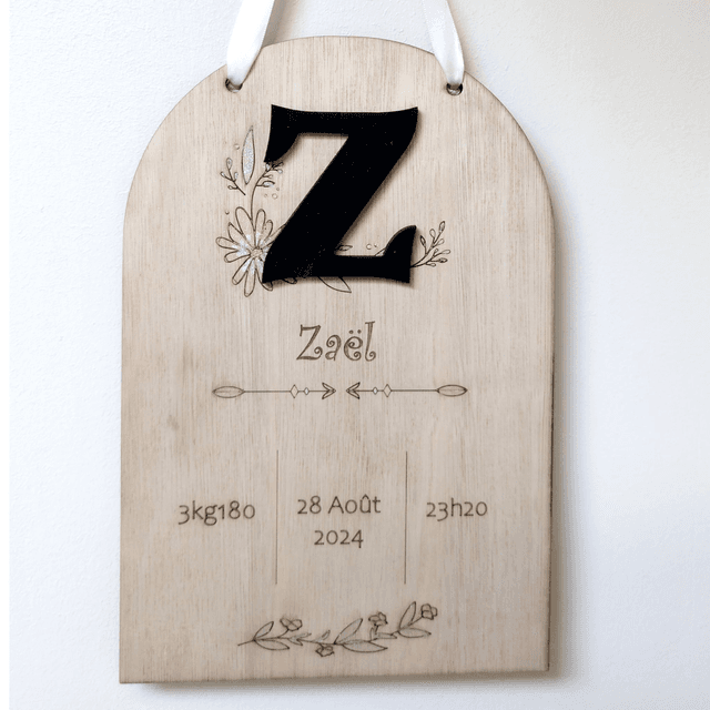 Plaque de naissance- Initiale à personnalisée
