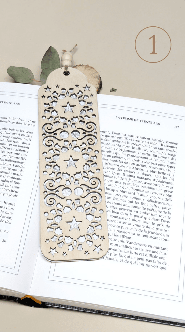 Marque-pages bois et papier (5 modèles différents)