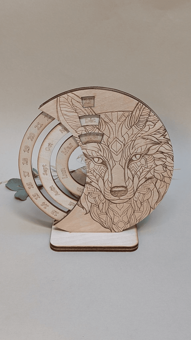 Calendrier pepétuel rond en bois (différents dessins)